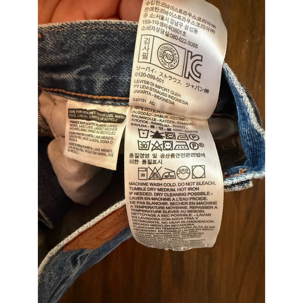Levi's 501 Skinny Jeans Womens 25x30 Blue Excellent Selvedge Detail Button Fly - Picture 8 of 9